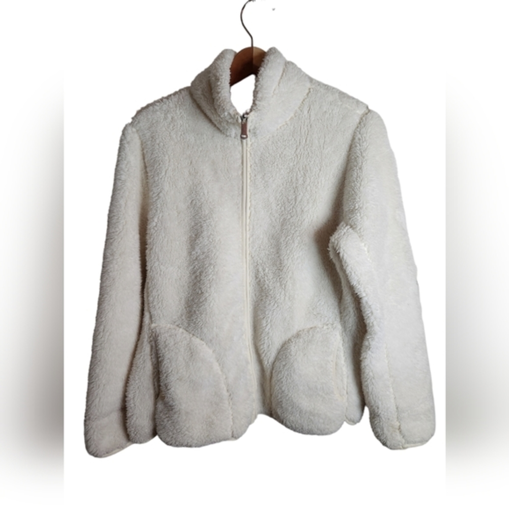 White Fluffy Reversible Vislon Zipper Sherpa Jacket